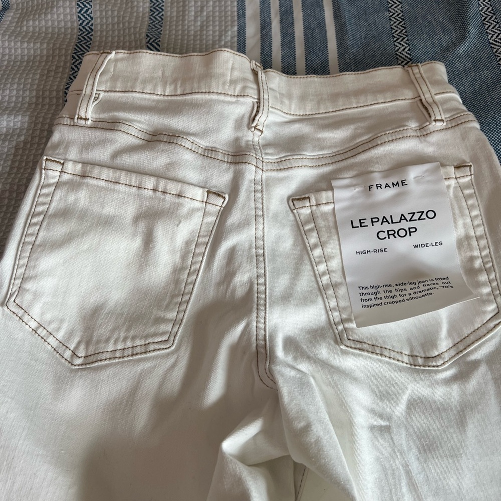 Frame Denim Women's Cream Palazzo Crop Jeans